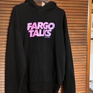 FARGO TALKS Podcast Hoodie Mens X Large Black Pullover Graphic Hooded 29x54